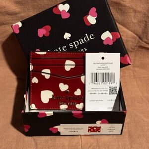 Kate Spade Red Heart Print Card Holder
